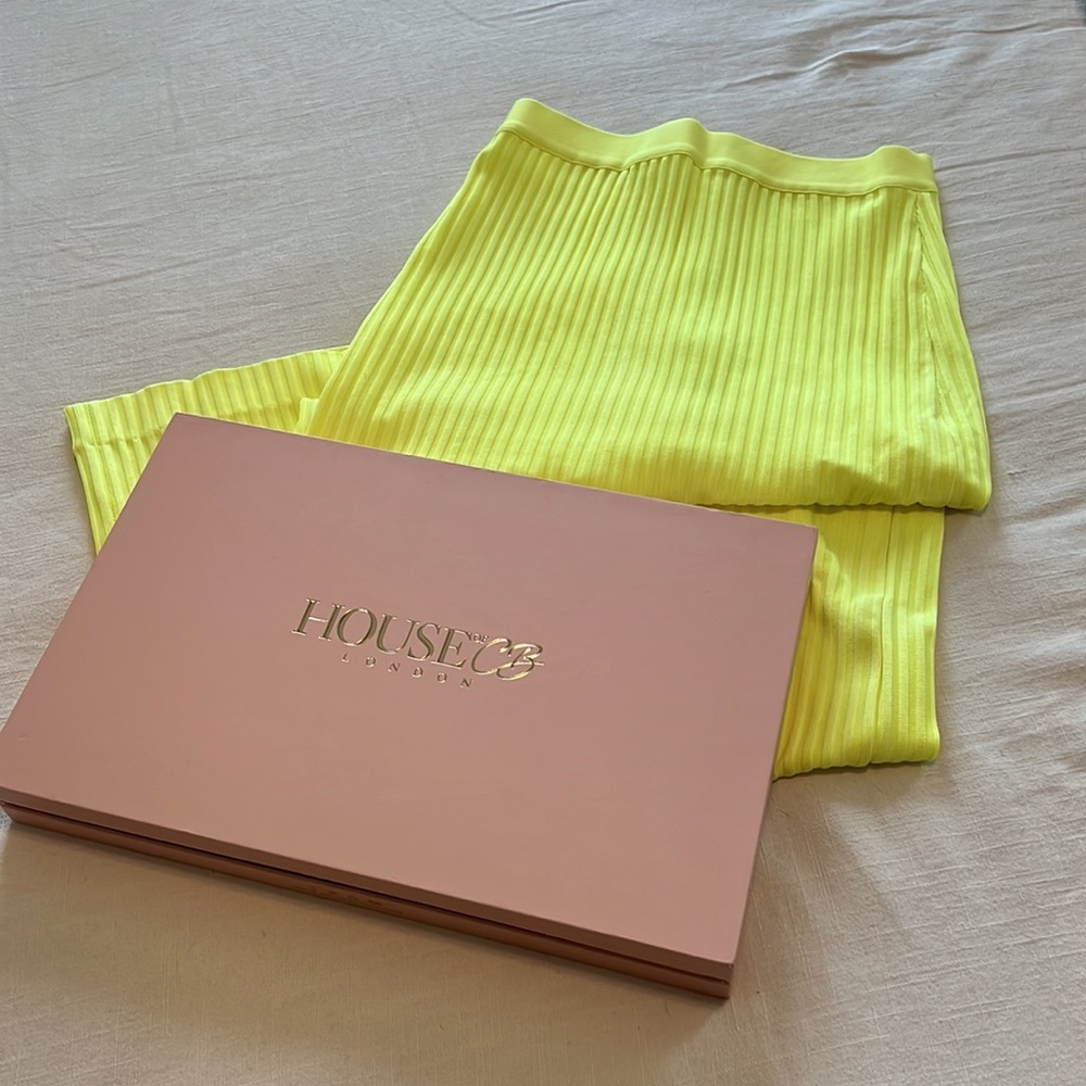 HOUSE OF CB MAXI NEON YELLOW SKIRT (AUTHENTIC)